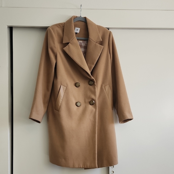 Cabi Camel Wool Blend Coat Double Breasted Classic Knee Length - Picture 5 of 10